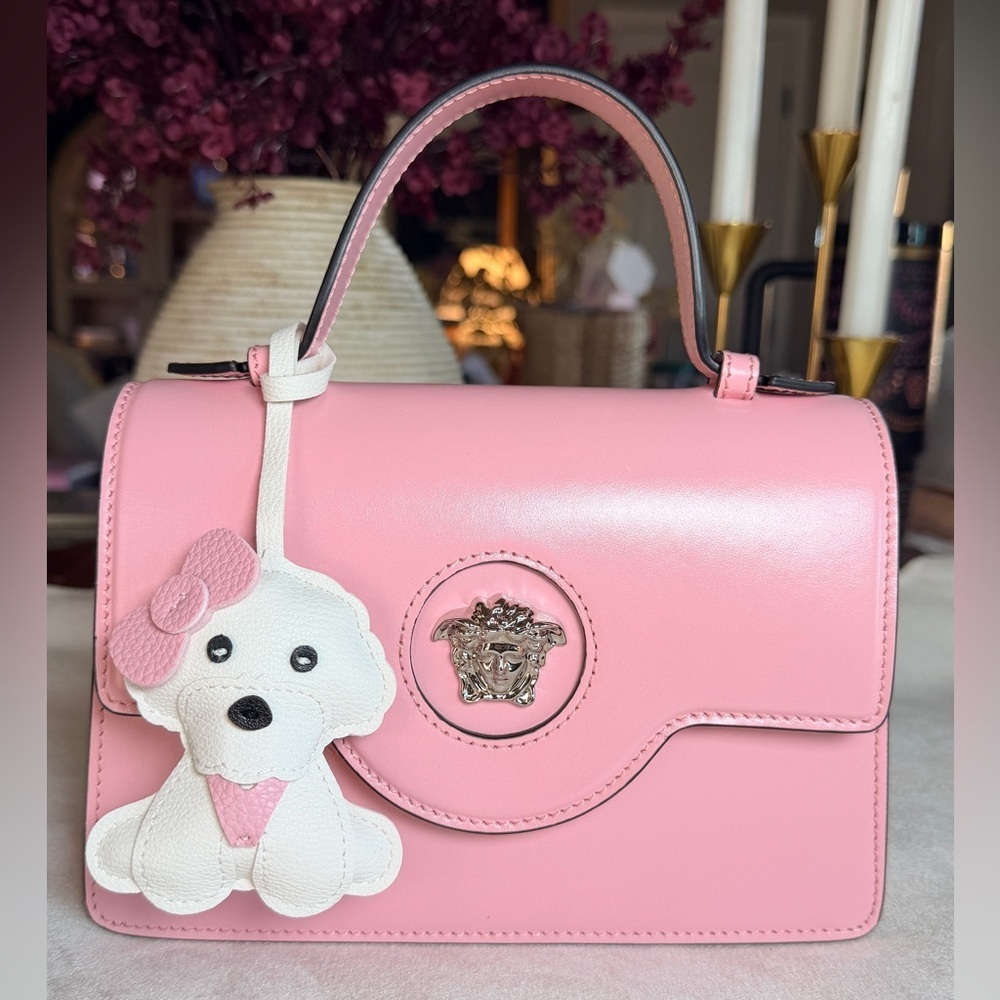 VERSACE La Medusa Pink Top Handle Shoulder Calfskin Leather Handbag Box Dust bag